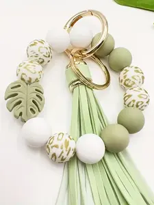 Leaf Starry Sky Beaded Keychain, Coconut Leaf Fringe Keychain, Keychain for Bags, Unique Design, Perfect Gift, Durable Material, Stylish Accessory, Keychain Wristlet Strap