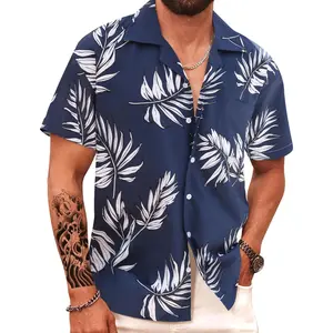 Men's Hawaiian Shirt Short Sleeve Summer Beach Tropical Button Down Shirt