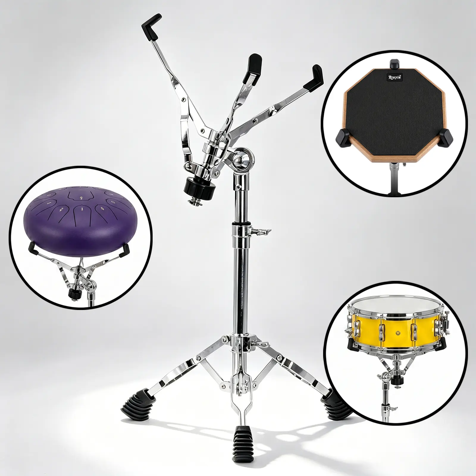 1 PC Snare Drum Stand, Fits 10"-14" Snare Drum, Practice Pad & Steel Tongue Drum, Angle & Height Adjustable Percussion Tripod Stand for Drummers Practice Performance.