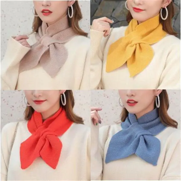 BIGWIG women's knitted scarf, winter warm solid color terry scarf, sweet retro knitted scarf, fashionable knotted fishtail shawl scarf, winter thick warm scarf