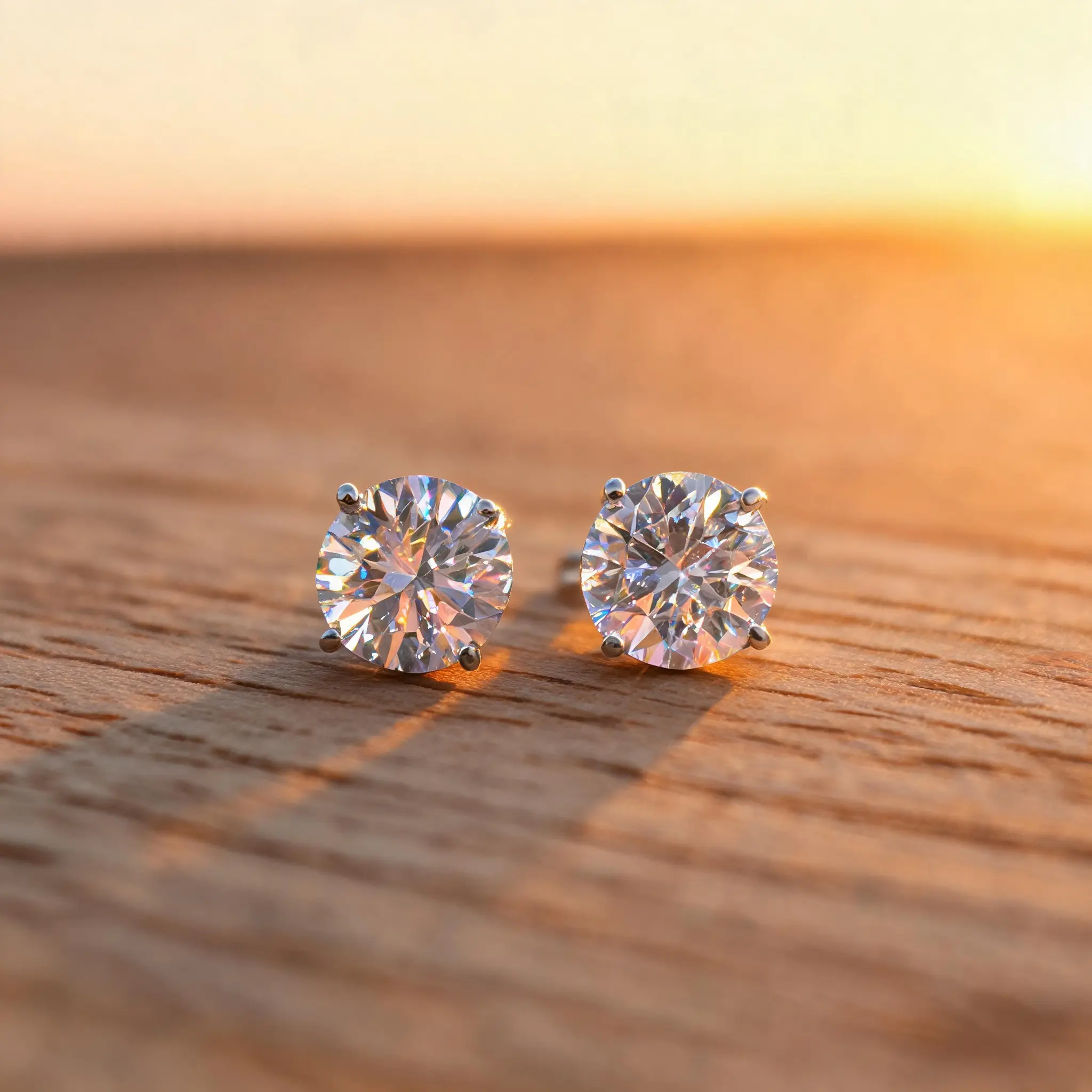 Real Sparkle 1 Carat Round Diamond Earrings, Wedding Ready