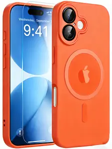 Soft Tpu Matte Magnetic Wireless Charging Case for iPhone 13 to 17 Pro Max Full-coverage lens protection Compatible with MagSafe magnetic system Stylish protective case Includes one free HD tempered glass phone screen protector