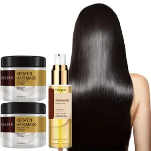 Keratin Hair Mask+Hair Care Essential Oil Set & Moroccan Argan Oil Set - Deep Nourishing Collagen and Keratin Protein, Suitable for All Hairstyles, Nourish Dry Hair, Creating Soft and Shiny Hair, Essential Moisturizing Formula