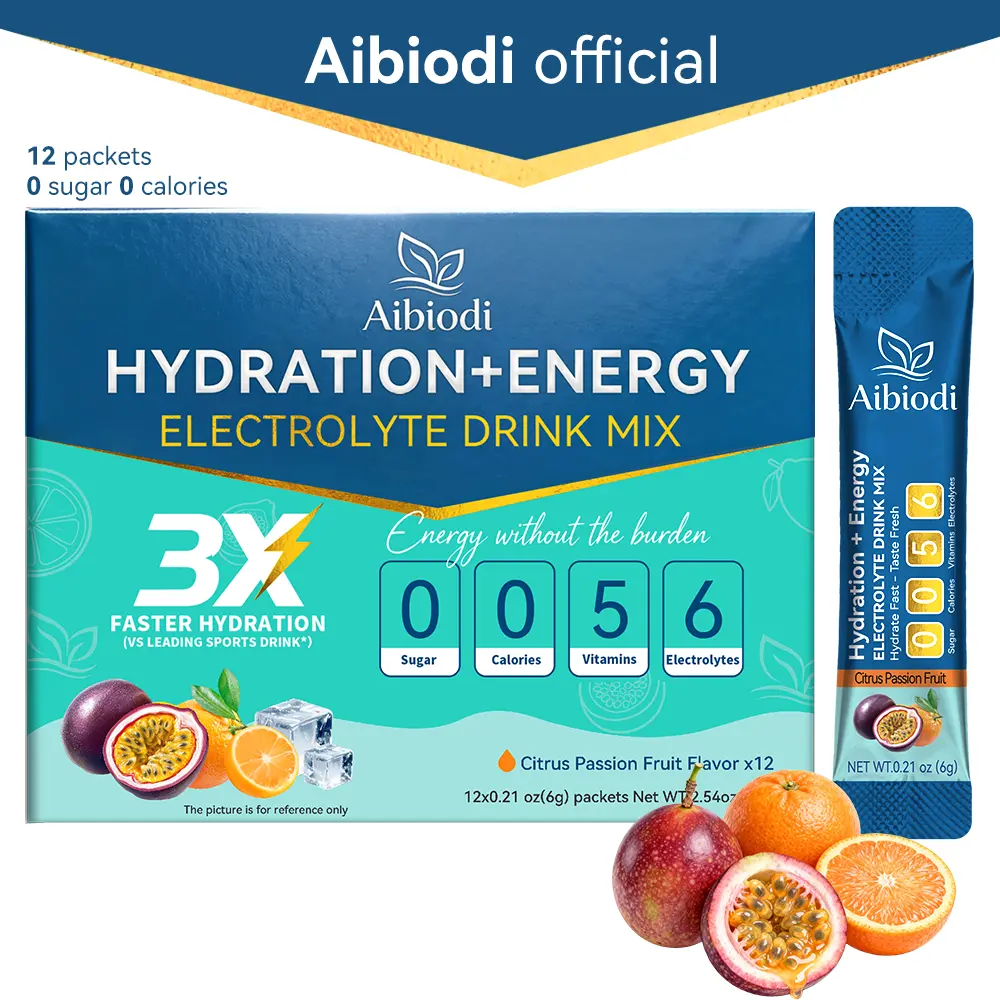 Aibiodi Tropical Passion Fruit Electrolyte Powder | Sugar-Free Hydration Drink Mix