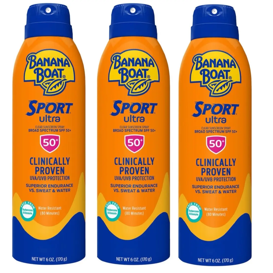 Banana Boat Sport Ultra Broad-Spectrum SPF 50+ Sunscreen Spray, 6oz Water-Resistant UV Protect Body Sunblock, Lightweight Comfortable Body Care Product