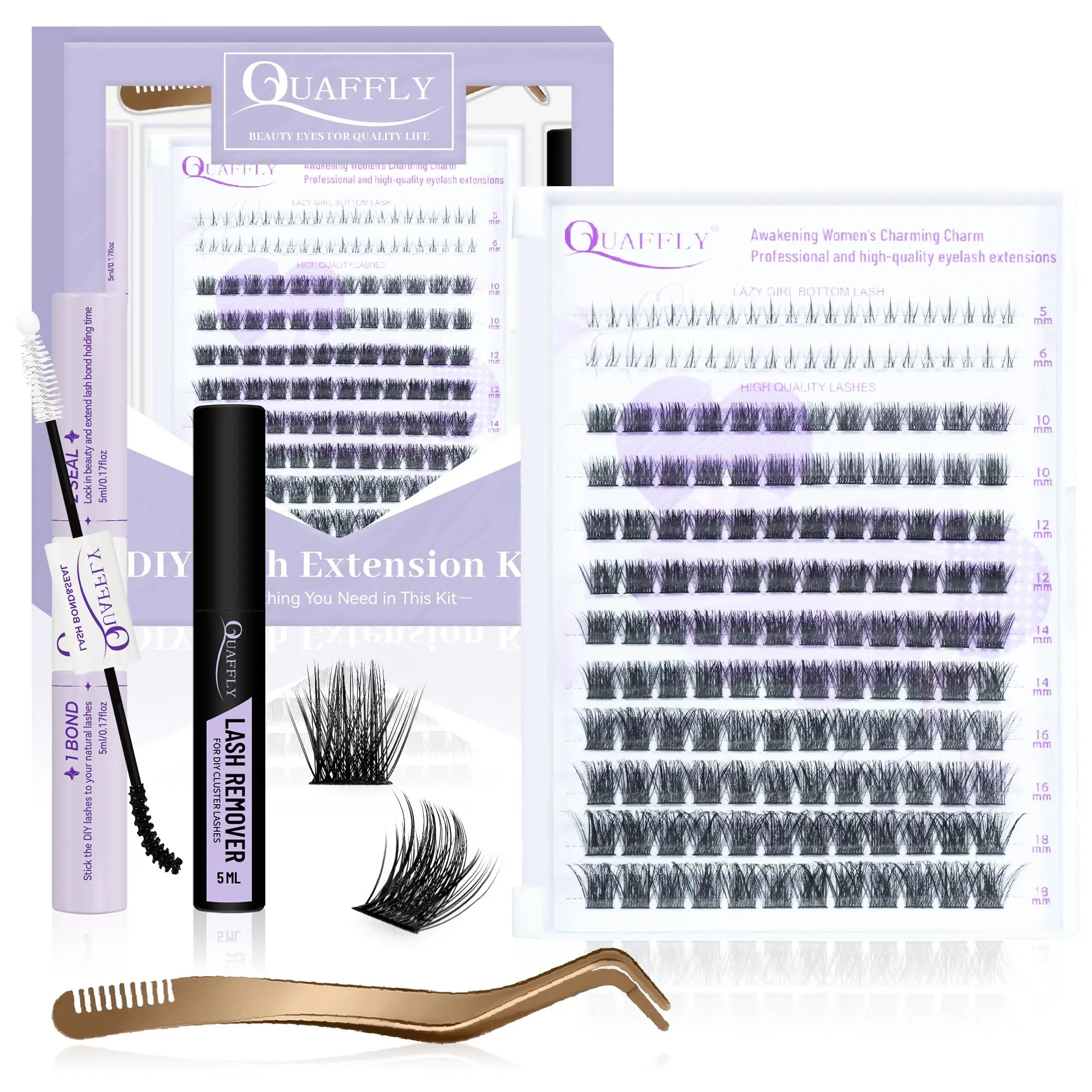 Individual False Eyelashes Kit, 1 Box Natural Look DIY Eyelash Cluster Extensions, Self Grafting Curl Eyelashes, Eye Makeup Enhancement False Eyelashes for Women