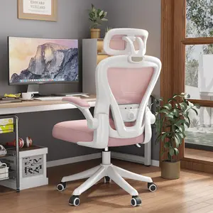 Ergonomic Office Chair M903, High Back Computer Desk Chair with Wheels, Comfy Mesh Office Chair with Adjustable Lumbar Support & Headrest, Pink Swivel Executive Managerial Task Chair