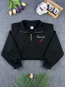 “That’s All” Half Zip Sweatshirt – Minimal Chic Aesthetic Cozy Oversized Pullover