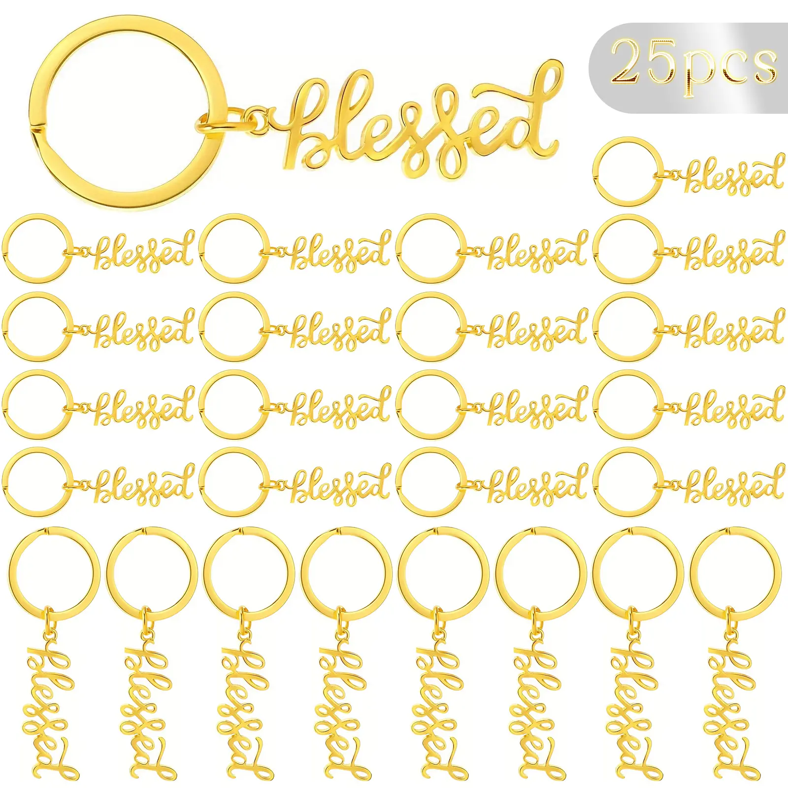 25pcs Bulk Alloy Christian Charm Keychains with Inspirational Verse - Religious Prayer Favor Keychains for Church Ceremony, Baptisms