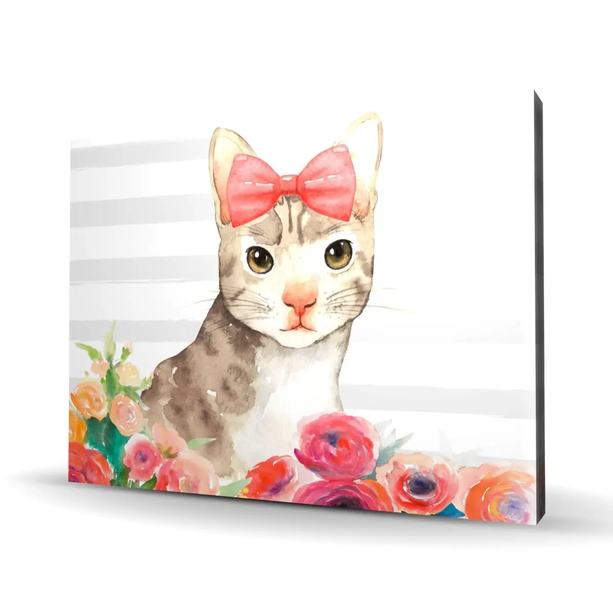 Begin Home Decor C1RC3648BX8X9N 36 x 48 in. Small Cat with Flowers - Pets Illustrative Canvas Art Decor