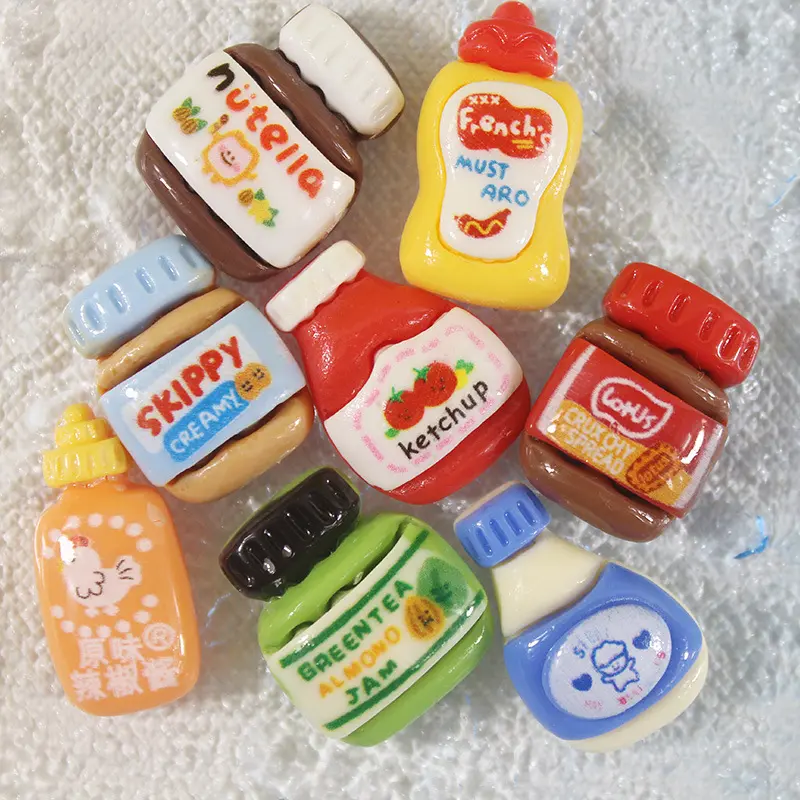 New Resin Accessories Wholesale Home Decor Diy Accessories Handmade Materials Shoe Buckle Water Cup Stickers Cream Glue Stickers Hair Accessories Patches Ketchup Stickers Refrigerator Stickers