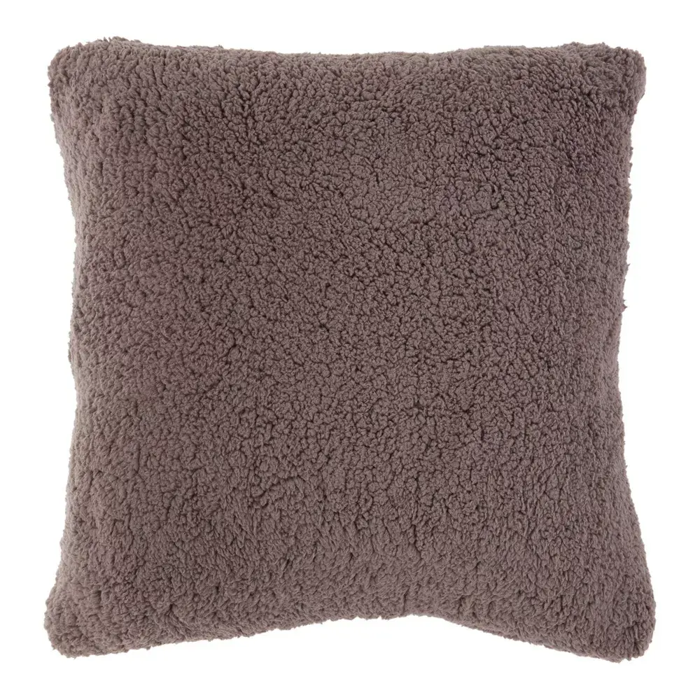 20"x20" Oversize Faux Shearling Square Throw Pillow Dark Gray - Kensington Garden