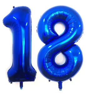40-Inch Navy Blue 18 Number Balloons, Giant 18th Birthday & Anniversary Party Decorations