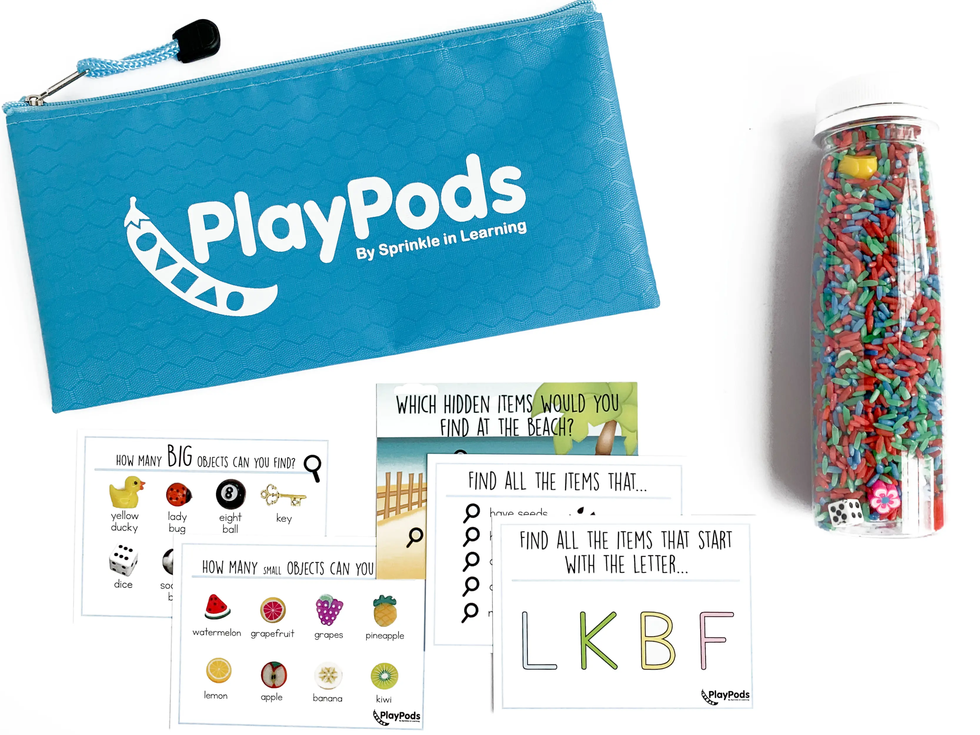PlayPod – Rice & Seek | Busy Bag for Kids | Travel Toy | Montessori Eye-Spy & Sensory Game
