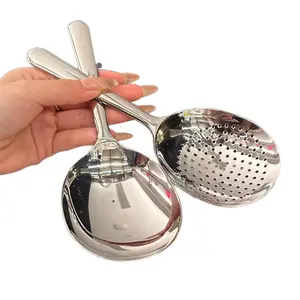 Large Gold 304 Stainless Steel Serving Spoons, including Rice Spoons, Soup Spoons and Slotted Spoons, Household & Hotel Public Use