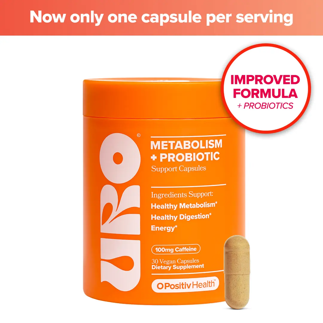 URO - Metabolism Support Capsule with Probiotic, Vitamin B12, Green Coffee Bean Extract, and Caffeine - For Healthy Metabolism and Energy- 30 Servings (Pack of 1)