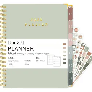 Large 2026 Planner - Hardcover Daily Planner from Jan. 2026-Dec. 2026 - A4 Weekly & Monthly Calendar Agenda Organizer Book with Stickers,  Pocket, Coated Tabs - 8.5"x 11",