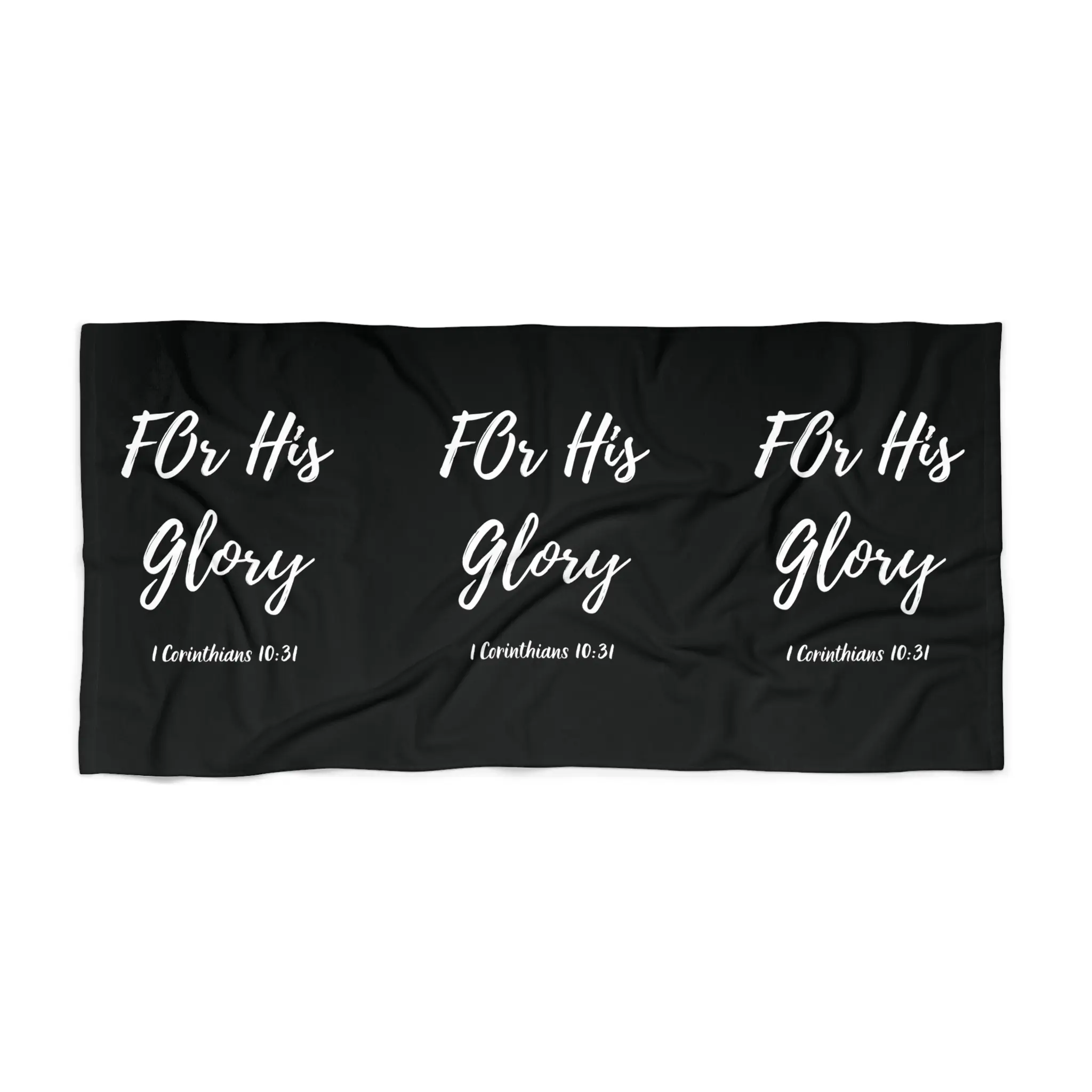 Extra Large Beach Towel | For His Glory beach towel | Christian scripture 1 Corinthians 10:31