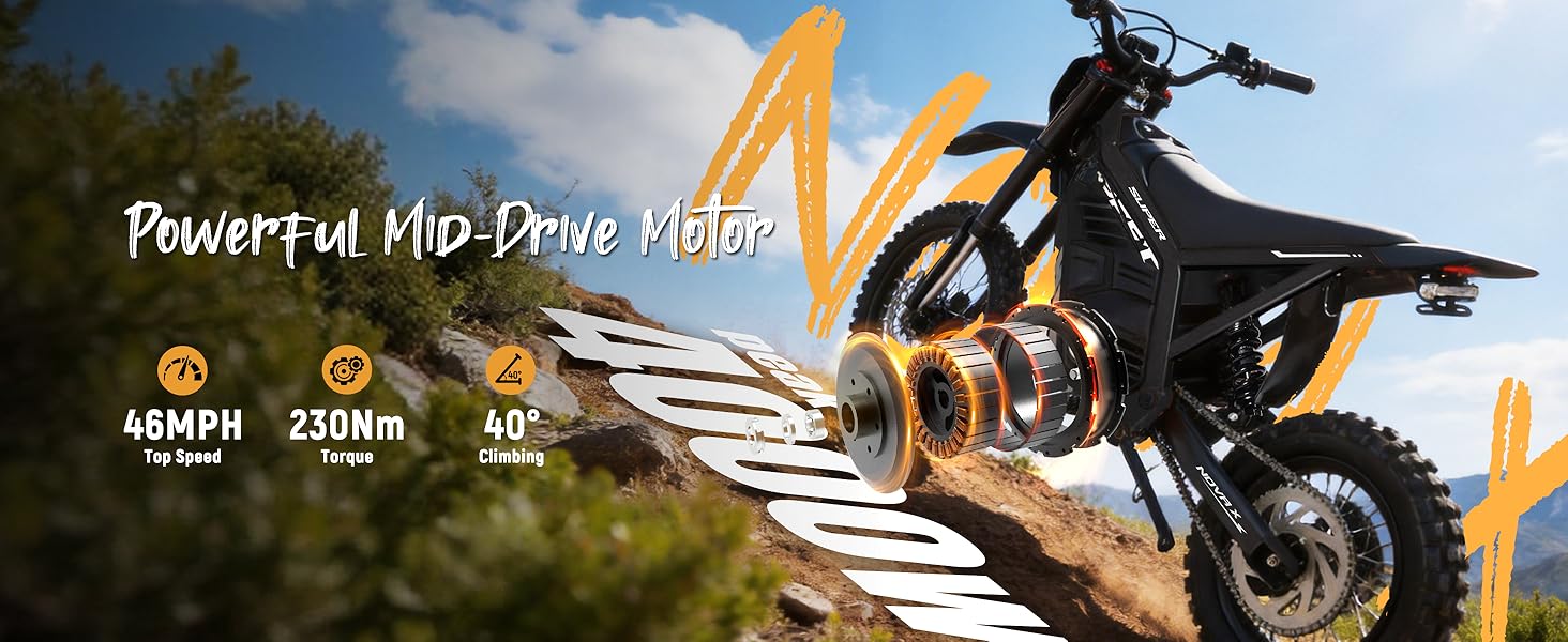 ESKUTE NOVA X Electric Bike ,4000W Power , 40° Climbing with 2849 Certified 48V 22.8Ah Removable Battery, Full Suspension Hydraulic Brakes, 60 Miles Rang Mountain Off-Road for Teens Adults ebike