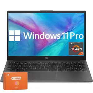HP 255 G10 Business Laptop 2025 Updated, 15.6" FHD, AMD Ryzen 7 7730U (16GB RAM | 512GB SSD), Numeric Keypad, Webcam, Windows 11 Pro, WiFi 6,Bundle Accessories