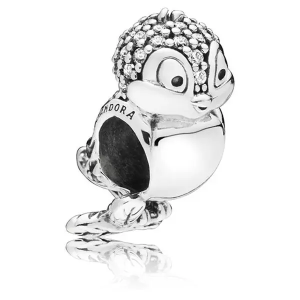 PANDORA Disney Silver Bird Shape Dangle Charm with Sparkling Cubic Zirconia, Unisex Bejeweled Styling Animal Shaped Collectible Jewelry Pendant - 797166CZ, No Warning Applicable