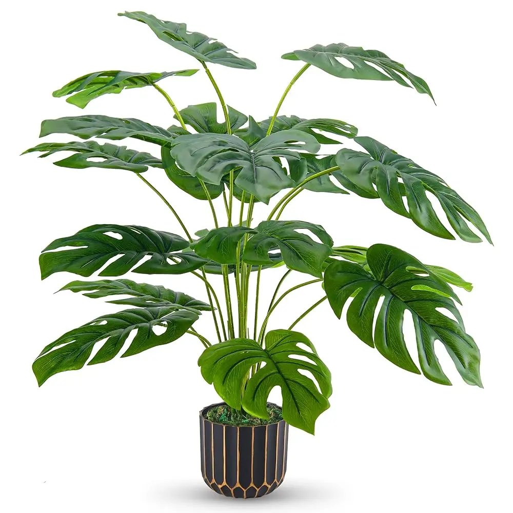 Fake Plants Tall 28'' Artificial Monstera Faux Plants Indoor for Living Room Home House Decor for New Home Corners, Apartment Living Room & Moving Season Decor, summerwins Mid Year Sale