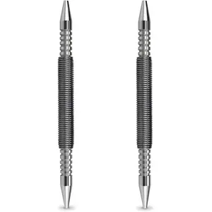 2 Pcs Dual Head Nail Setter 3/32" and 1/8" Spring Loaded Hammerless Double Ended Nail Punch Tool, 3500 PSI Striking Force Counter Punch