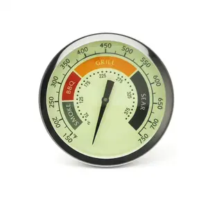 3 1/8 Accurate Luminous BBQ  Gauge for Oklahoma Joes Smokers 3695528R06 &  Charcoal Pellet  Pit  Grills, 1/2 NPT Male Thread Temperature Gauge Replacement, Grill Thermostat