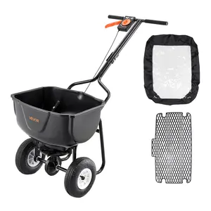 VEVOR Walk Behind Spreader, 60LBS Capacity, Push Spreader with Hopper Grate, 0-9.8 ft Spreading Width, 8 in All Terrain Pneumatic Tires, Garden & Lawn Broadcast Spreaders, for Seed, Fertilizer
