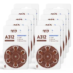 ENERGYPORT Hearing Aid Batteries Size 312, 1.45V Zinc Air, High Capacity Cell, Long Lasting 312A Battery, 60 Count