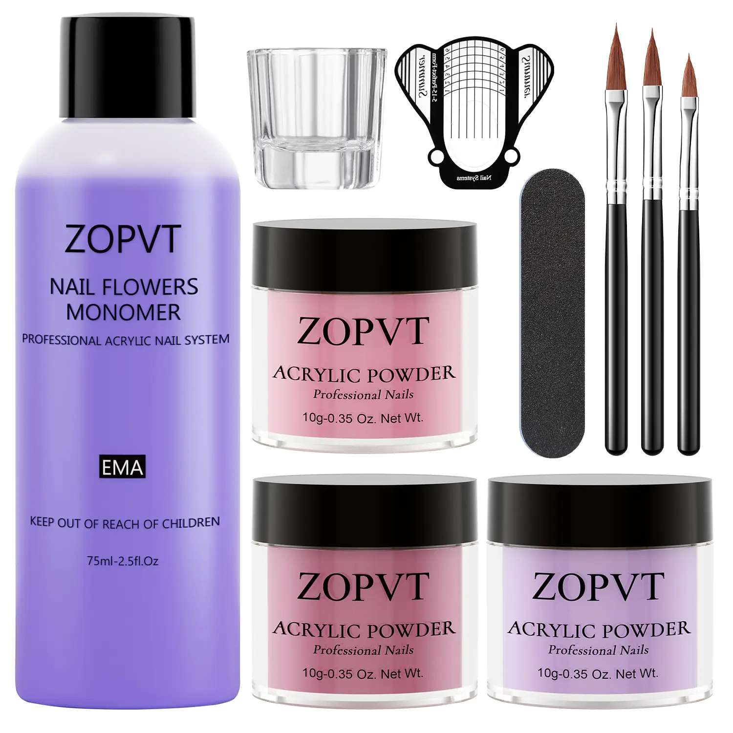 Acrylic Nail Kit for Beginners, Powder Liquid Set with Brushes, Home DIY Manicure Essentials, Easy Application, Acrylic Nails Kit