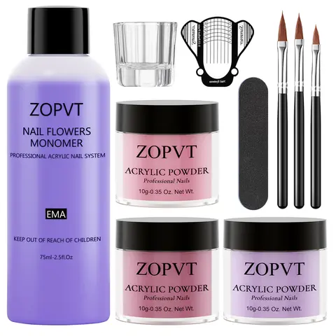Acrylic Nail Kit for Beginners, Powder Liquid Set with Brushes, Home DIY Manicure Essentials, Easy Application, Acrylic Nails Kit, Nail Art Kit