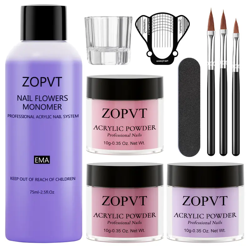 Acrylic Nail Kit for Beginners, Powder Liquid Set with Brushes, Home DIY Manicure Essentials, Easy Application, Acrylic Nails Kit, Nail Art Kit
