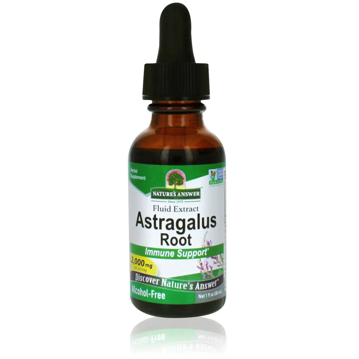 Nature's Answer Astragalus Root 1oz Extract | Promotes Overall Wellbeing | Super Concentrated 2000mg | Alcohol-Free, Gluten-Free, Kosher Certified & No Preservatives | Single Count Edible Supplement Dietary