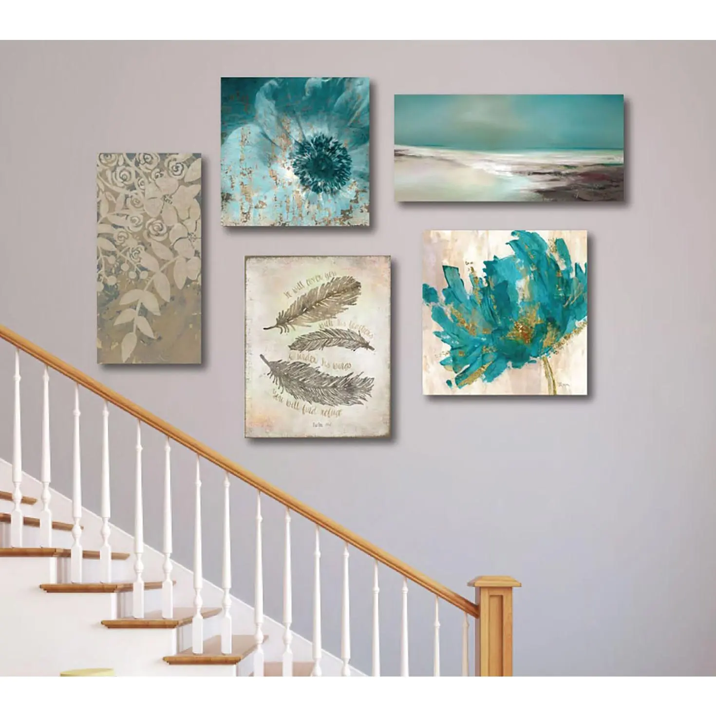 Courtside Market Teal Tranquility 5-Piece Canvas Set