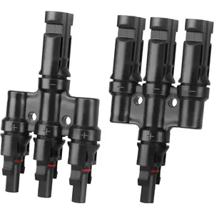 3 Branch Solar Panel Connector T Type MFFF FMMM IP67 Waterproof Parallel Splitter for 3 Solar Panels Durable PPO Material Easy Lock Quick Assembly Max 30A DC 1000V
