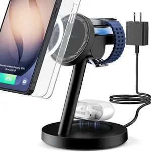 KPON for Samsung 3 in 1 Charging Station, Magnetic Wireless Charger Stand for MagSafe for Samsung Galaxy S26 Ultra/S25/Z Fold7/Flip7, Phone Watch Charger Dock for Galaxy Watch Ultra/8/7 and Buds