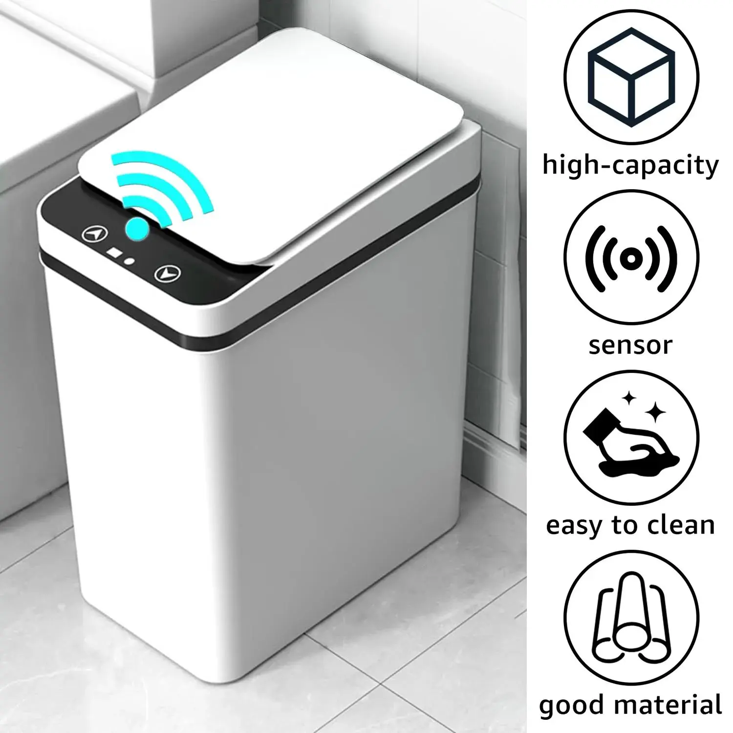 12L Touchless Infrared Motion Sensor Automatic Trash Bin - Waterproof Smart Wastebasket for Kitchen, Bathroom Home Supplies Bathroom Gadgets