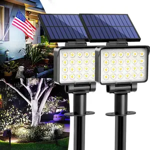 Solar Spot Lights Outdoor  2 Pack for Flag, Tree, House, Garden, Yard, Landscape Spotlights for Accent Uplighting Halloween Christmas Decorations