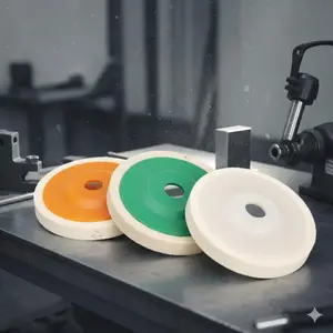 4-Inch Wool Polishing Wheel for Angle Grinder - Ultra-Fine White, Fine Orange, Coarse Green Felt Buffing Pads for Metal, Wood, Plastic - High Gloss Finish, Durable, Easy Install for DIY & Professional Polishing Projects.