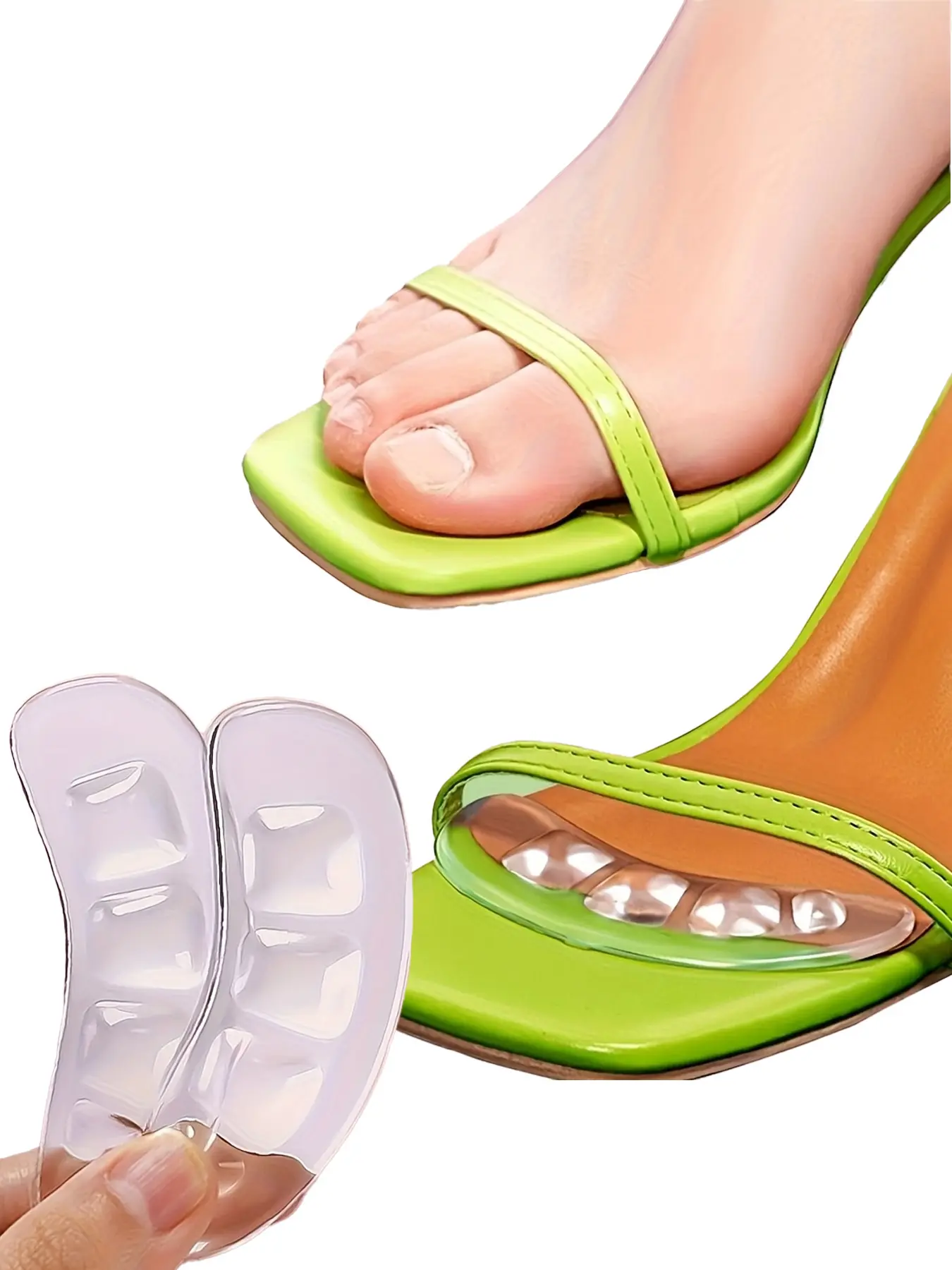 2pcs Self-Adhesive Anti-Slip Forefoot Pads Women, Soft Comfortable Cushion Support, Fits All Heel Types, Prevents Sliding, Enhances Foot Comfort