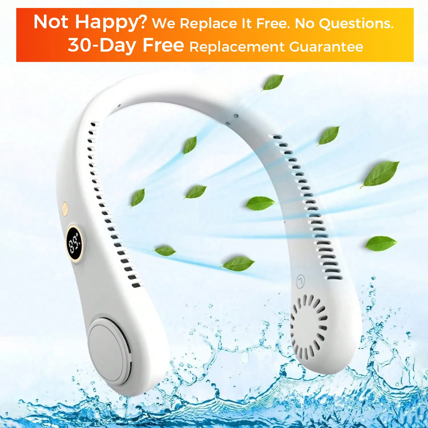 Portable Neck Fan, USB Fan With 5-Speed Adjustment And Digital Display; Mini Portable Bladeless Fan For Home/Office/Sports/Outdoor Use, 360° Cooling, Silent Operation, High Airflow, Ideal Gift For Valentine's Day/Birthday/Easter