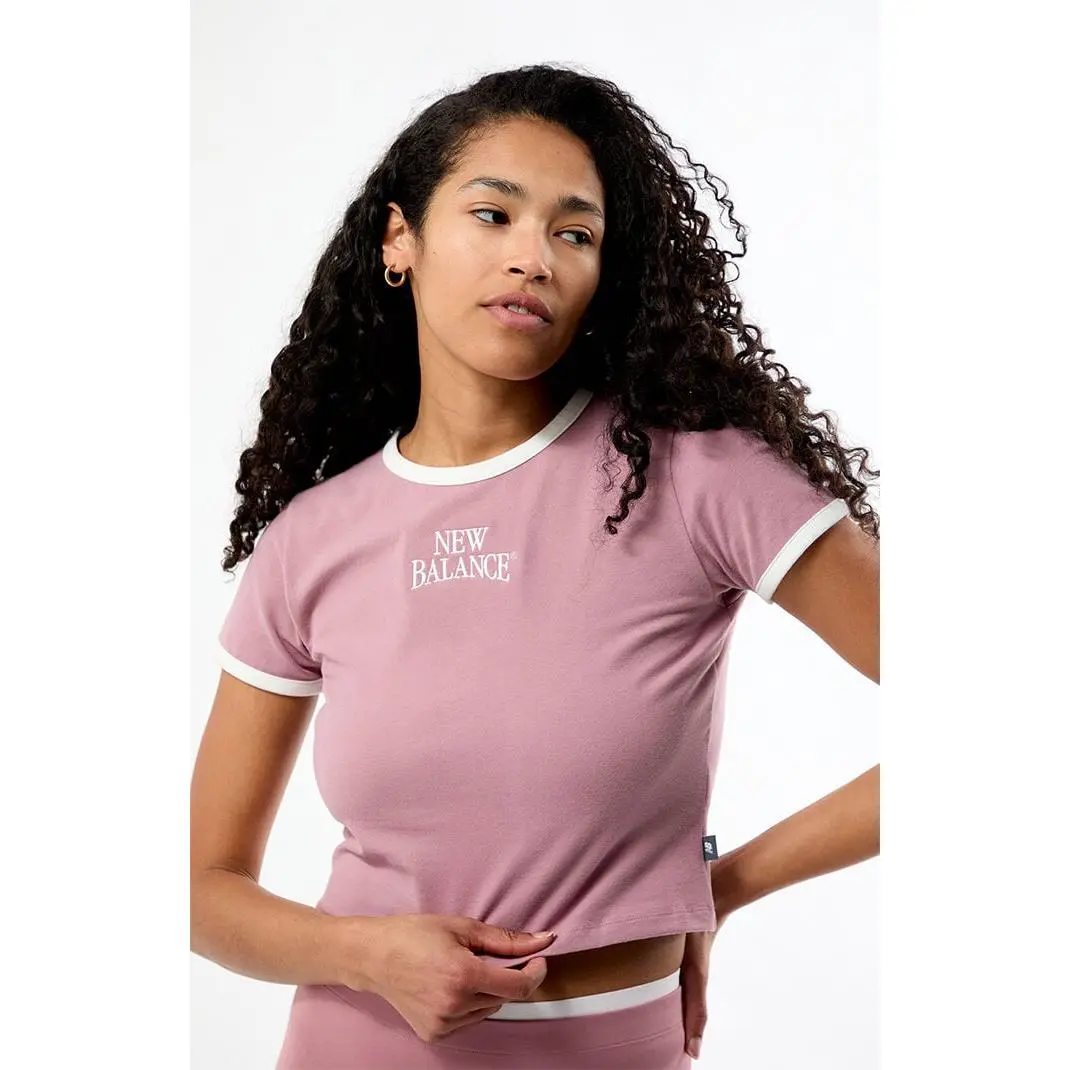 New Balance Women's Linear Heritage Ringer T-Shirt