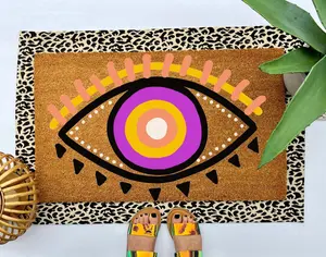 Colorful and mystic evil eye Doormat, Boho Style Welcome Mat for Your Home, Unique outdoor decor, front porch decor, customized