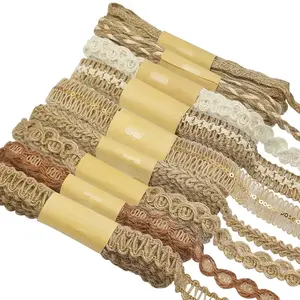 9 Rolls Jute Ribbons Lace Craft Ribbon 18 Meters for Gifts and Party Decorations, Each Roll 2 Meters Long, Perfect for Rustic Wedding Crafts