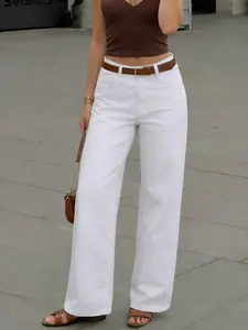Women's High-Waisted Wide-Leg Jeans, Casual Comfortable Loose-Fitting Denim Jeans, All Seasons Fashion Pants