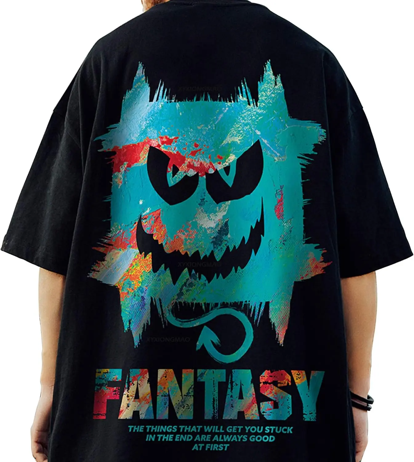 Japanese Streetwear Demon Graphic Techwear Goth Tees Couples Shirts Clothing Hip Hop Tshirt for Men