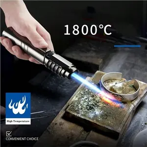 (Butane Gas Not Included) Powerful 1800° High-Temperature Metal Blowtorch Butane Gas Lighter - Windproof, Blue Flame, Adjustable Flame Control for Outdoor Welding, Camping, and Grilling - Gift Boxed (Butane Gas Not Included)