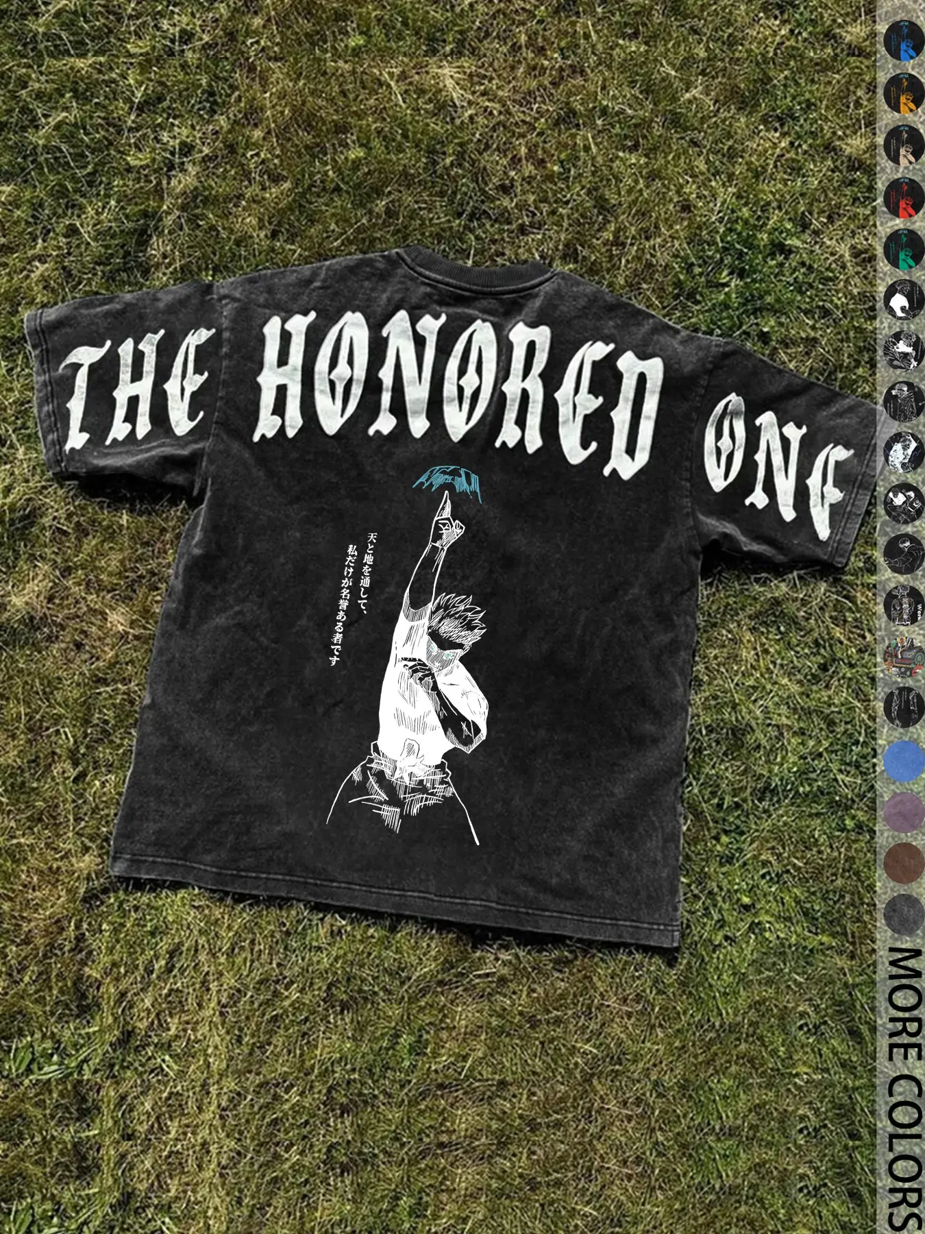 Unisex Cotton Washed T-Shirt, Anime Print, Portrait and Letter Design, Casual Daily Wear, Comfortable Street Fashion, Campus Style