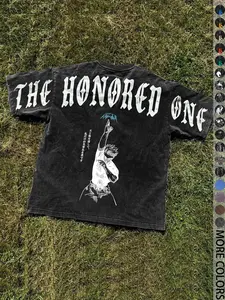 Unisex's Anime Character Print Round Neck Graphic Tee, Regular Fit Casual Street Short Sleeve T-Shirt for Daily Wear, Unisex Top for All Seasons, Man